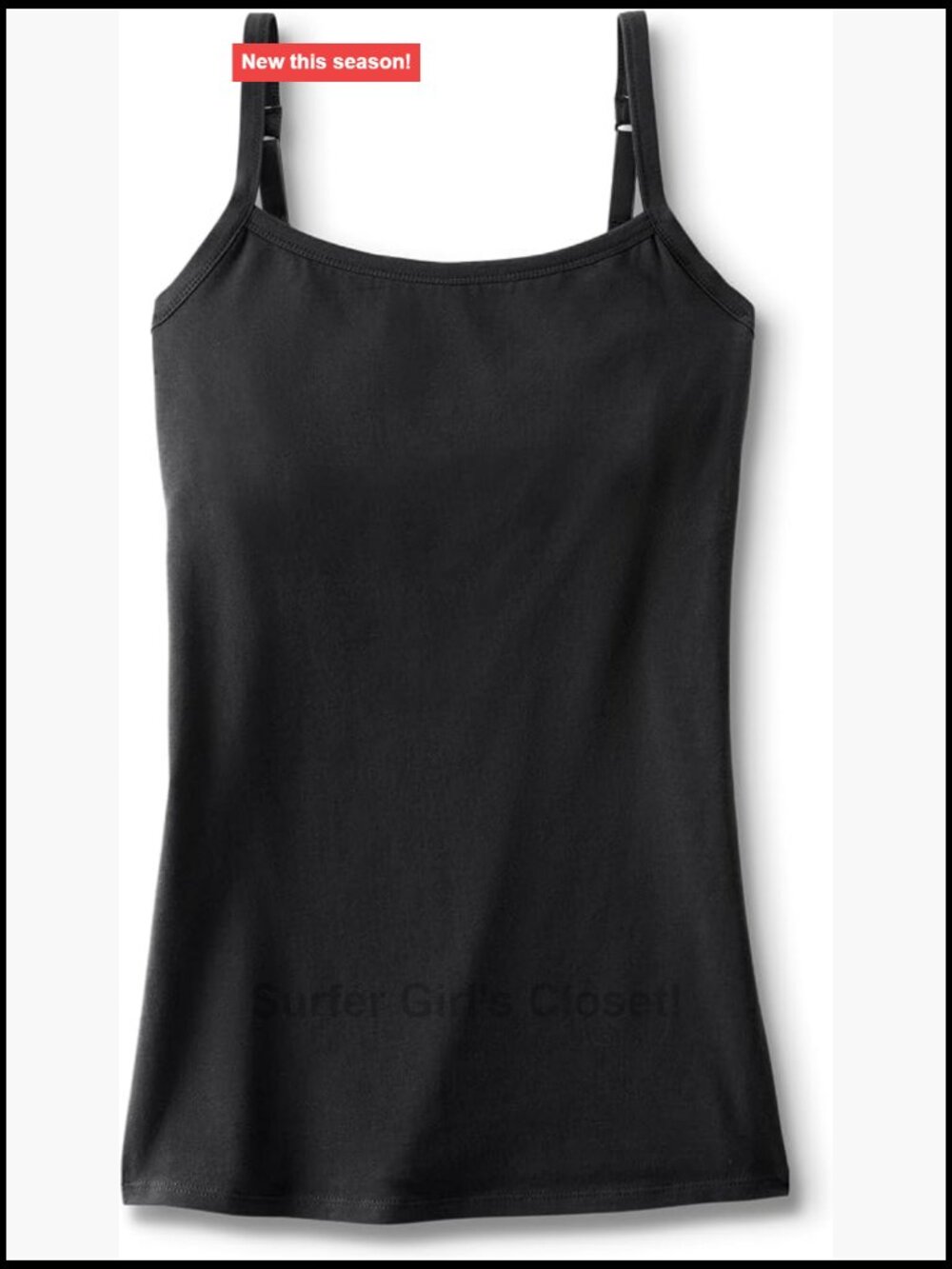 Cotton Spandex Women's Cami with Built-In Shelf Bra, Adjustable Straps,